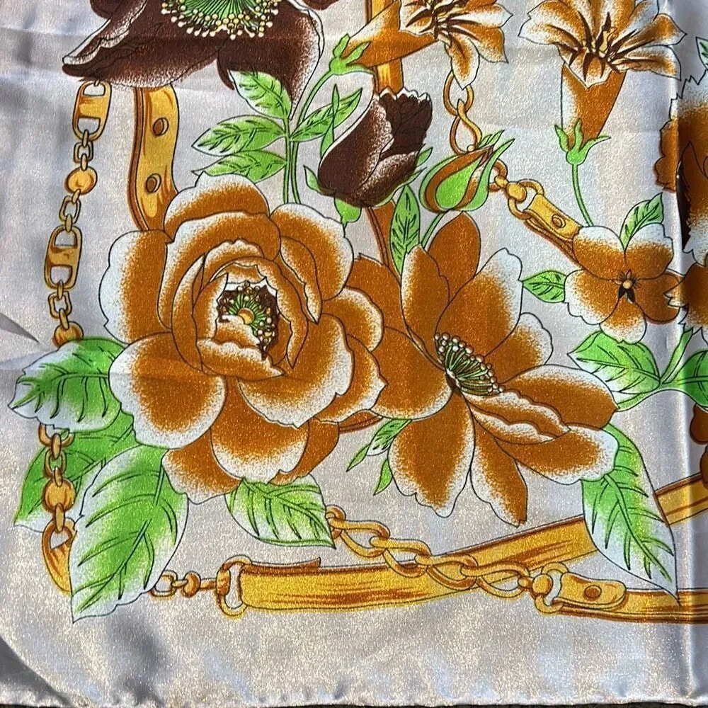 Vintage Floral Scarf Yalo Dala London Mode Pink Brown Green